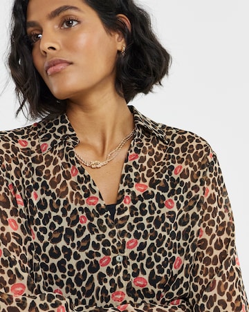 Simply Be Heart Leopard Crinkle Georgette Blouse