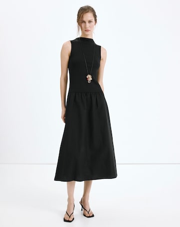 Mango Contrast-Bodice Dress