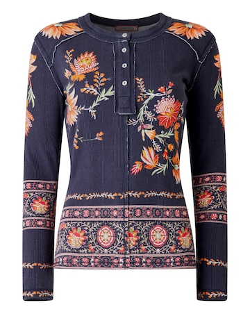 Joe Browns Alice Printed Ribbed Henley Top