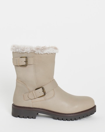 Dorinda Leather Faux Fur Ankle Boots - Wide Fit (E)
