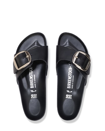 Birkenstock Madrid Black Oiled Leather Big Buckle Sandals - Standard Fit (D)