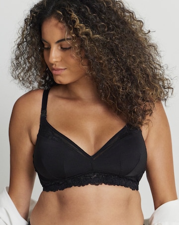 Figleaves Ella Mesh Insert Non Wired Nursing Bra (D-H) Black