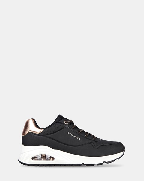 Skechers Black Uno Shimmer Away Trainers - Wide Fit (E)
