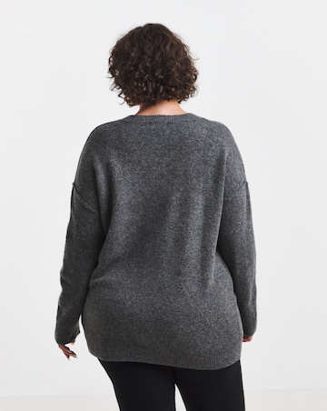 Crew Neck Exposed Seam Longline Jumper