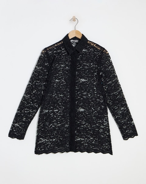 Flounce London Black Lace Shirt
