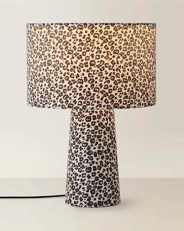 ValueLights Bertie Leopard Print Fabric Table Lamp
