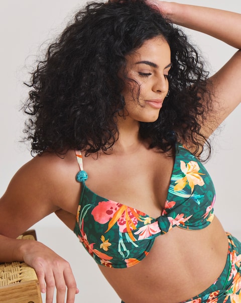 MAGISCULPT Floral Bead Detail Underwired Bikini Top