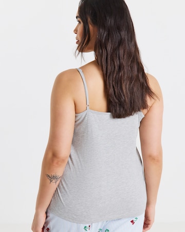 Pretty Secrets (2 Pack) Pyjama Sleep Vest Tops Black/Grey Marl