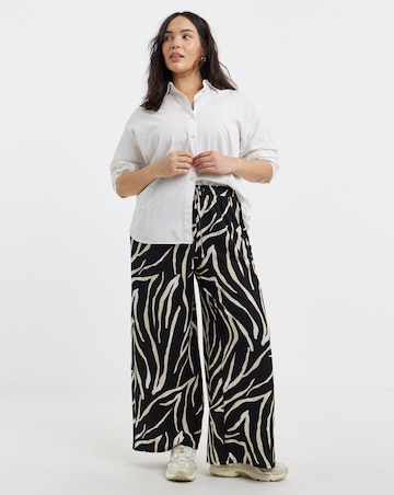 Simply Be Black Zebra Textured Waffle Wide Leg Trouser