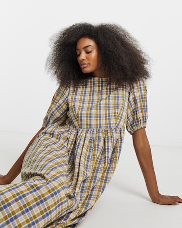Native Youth Check Cut Oout Back Midi Dress
