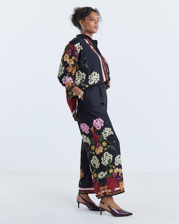 Simply Be Black Floral Wide Leg Trouser Co-ord