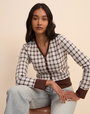 Nobody's Child V-Neck Check Jacquard Cardi