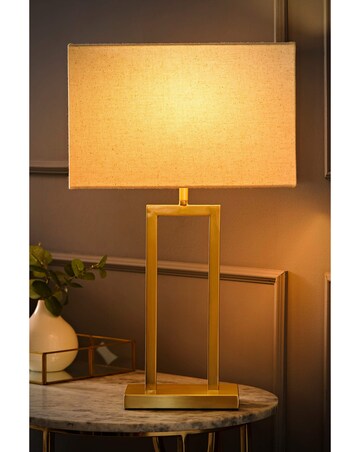 ValueLights Gloria Gold Double Stem Table Lamp with Rectangular Shade