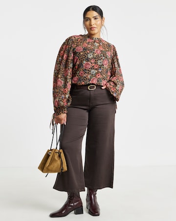 Simply Be Leopard Print High Neck Georgette Blouse