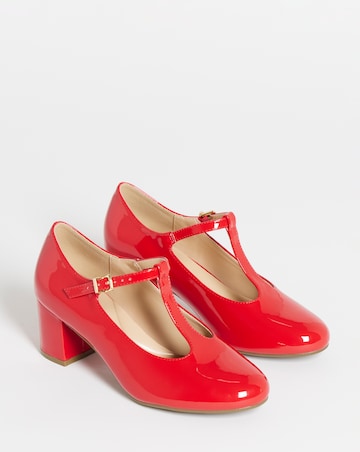 Cherry T Bar Block Heel Shoes - Extra Wide Fit (EEE)