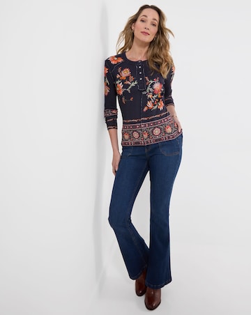 Joe Browns Alice Printed Ribbed Henley Top