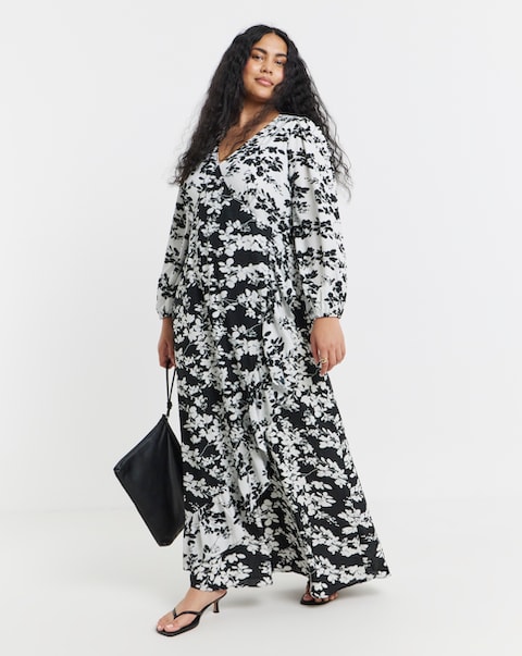 Lovedrobe Mono Floral Frill Dress