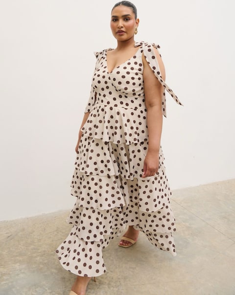Pretty Lavish Fiore Tie Ruffle Maxi Dress