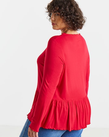 Simply Be Red Long Sleeve Peplum Top