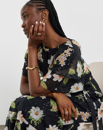 Joanna Hope Dobby Spot Tie Waist Maxi Dress