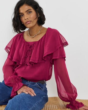 Simply Be Mulberry Frill Collar Blouse