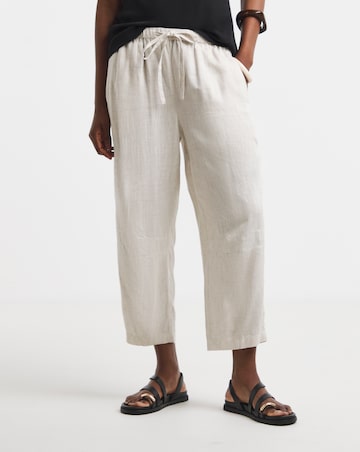 Simply Be Natural Tie Waist Linen Mix Barrel Leg Trouser