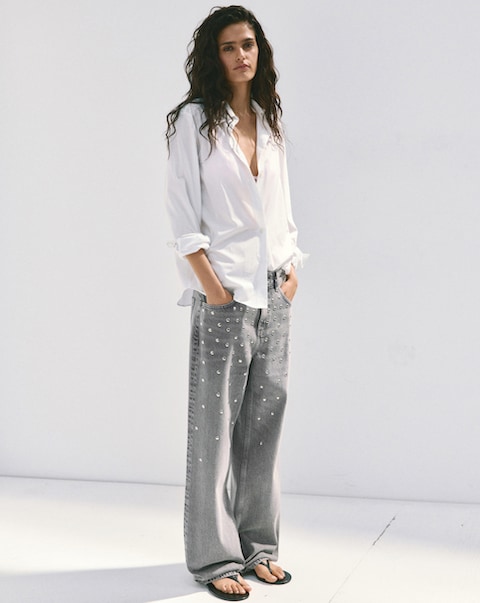 Mango Regular Waist Studded Jeans