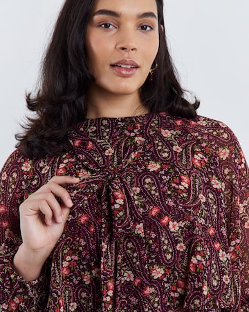 Simply Be Paisley Print Tie Neck Ruffle Blouse
