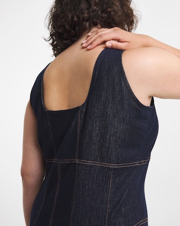 Indigo Denim Fitted Midaxi Dress