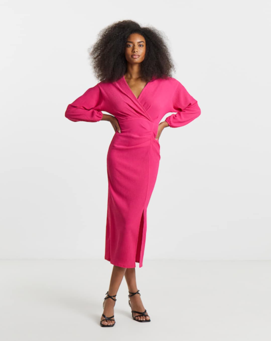 new look pink satin wrap dress