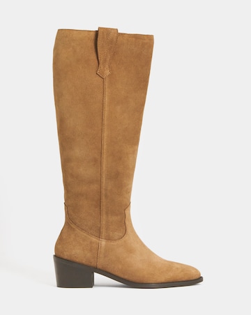 Carly Suede Knee High Western Boots - Extra Wide Fit (EEE) & Super Curvy Calf