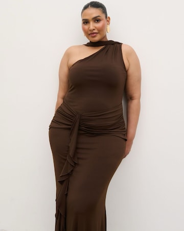 Pretty Lavish Celina Drape Ruffle Jersey Maxi Dress