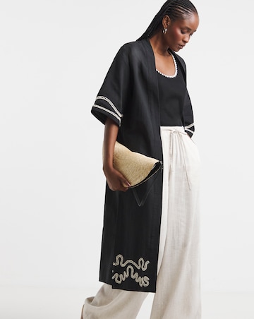 Simply Be Black Embroidered Kimono