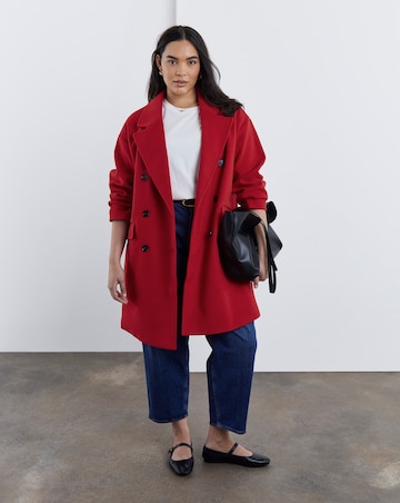 Red Double Breasted Lined Coat