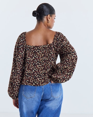 Simply Be Ditsy Floral Blouson Sleeve Blouse