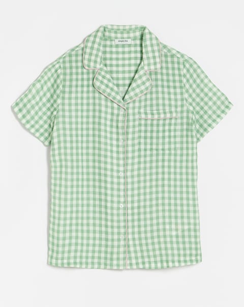 Gingham Soft Cotton Button Through Pyjama Short Set