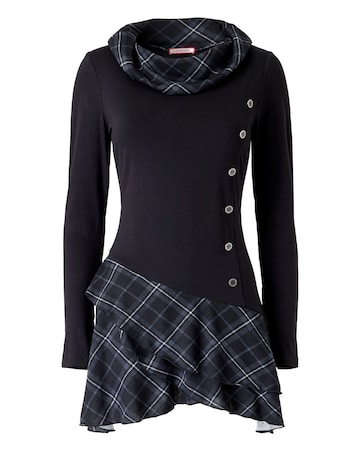Joe Browns Checked Cowl Neck Tunic Top With Button Detailing