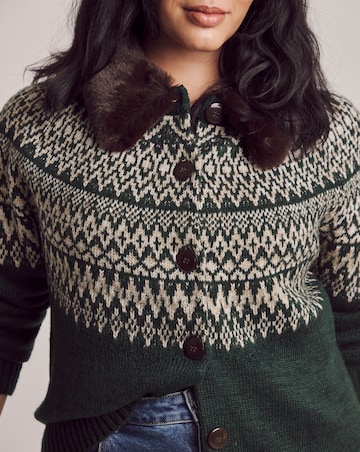 Julipa Fairisle Fur Collar Cardigan