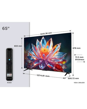 TCL 65T6CUK 65in 4K QLED Fire TV with Freely