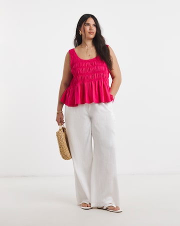 Green Shirred Peplum Vest