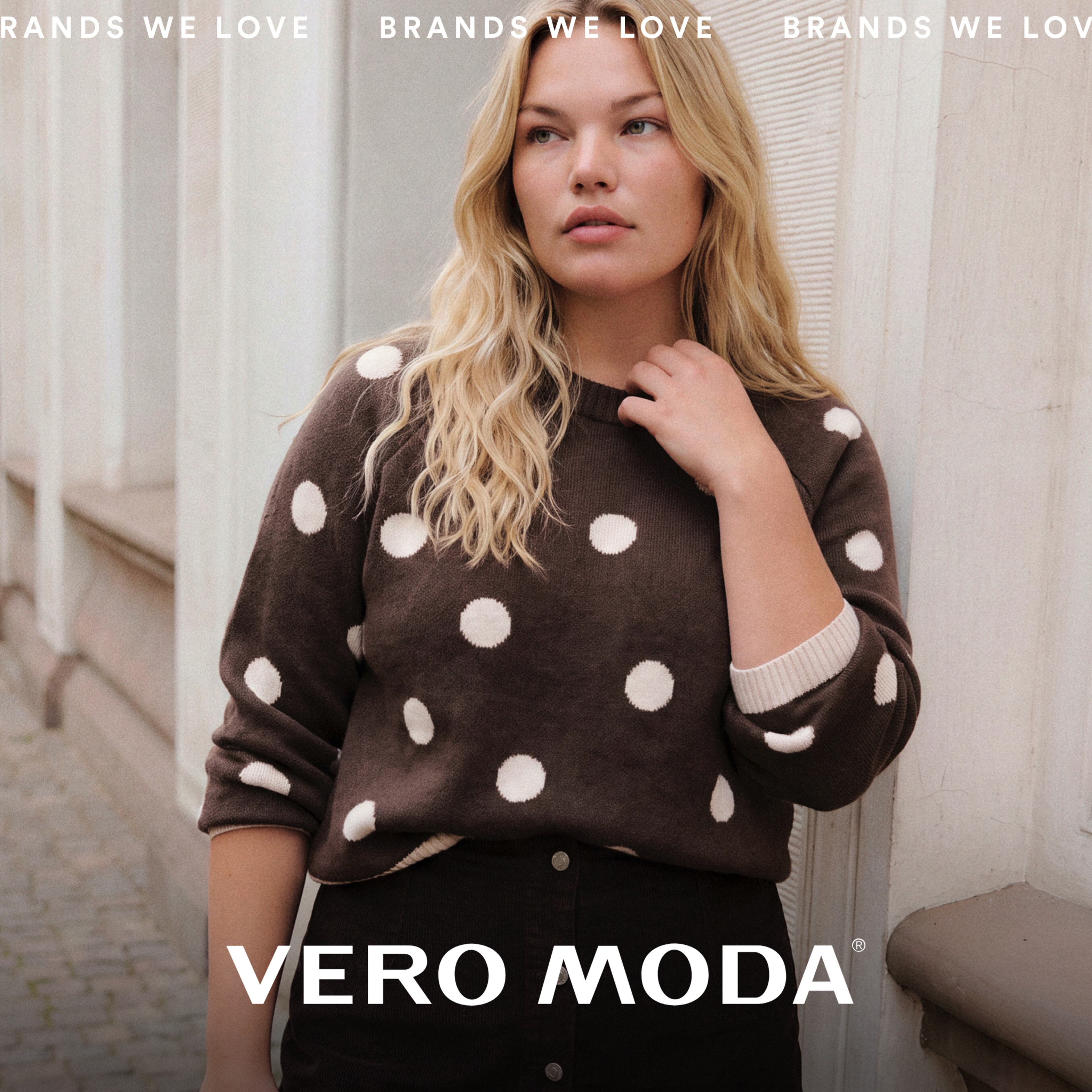 Model wears spot knitwear from Vero Moda