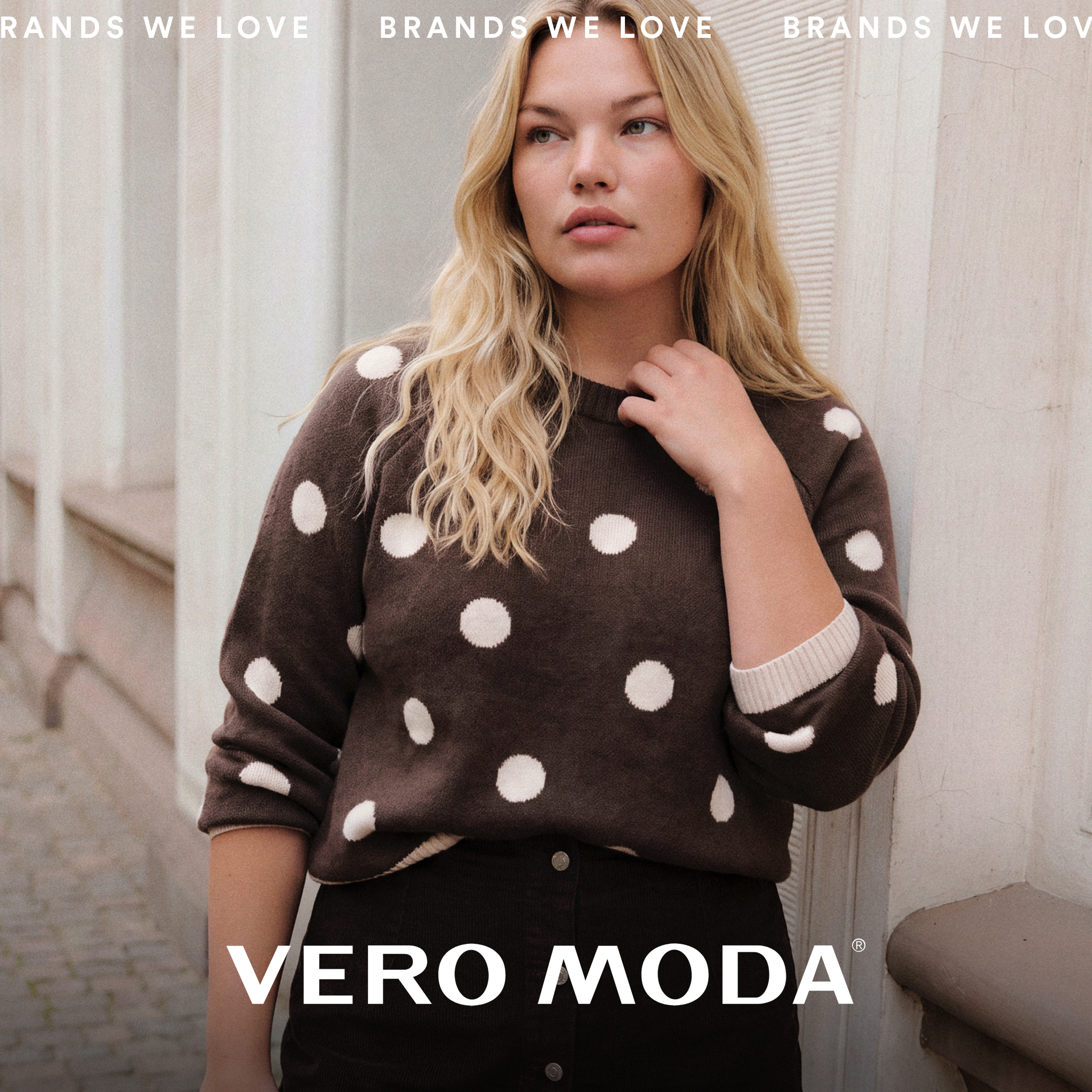 Model wears spot knitwear from Vero Moda
