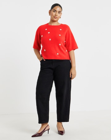 Diamante Embellished Half Sleeve Jumper