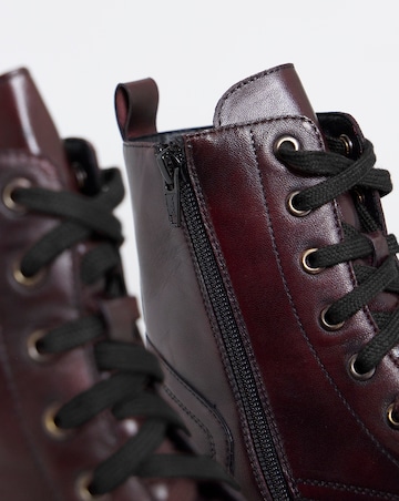 Serena Leather Chunky Lace Up Boots - Wide Fit (E)
