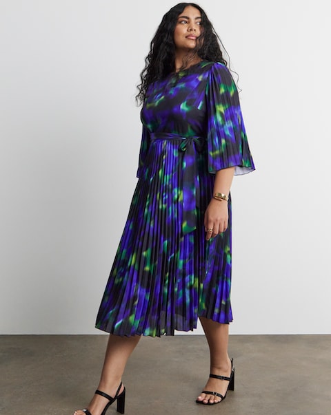 Joanna Hope Pleated Belted Midi Dress