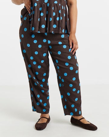 Simply Be Chocolate Spot Linen Trouser