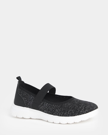 Cushion Walk Elasticated Strap Sparkle Mary Jane Trainers - Extra Wide Fit (EEE)