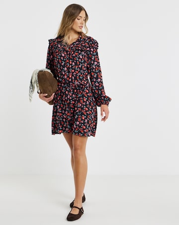Simply Be Floral Print Frill Detail Shirt Dress