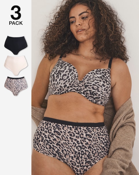 Pretty Secrets (3 Pack) Full Brief Knickers Leopard Mix