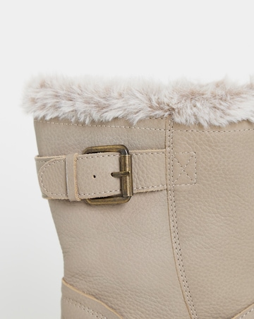 Dorinda Leather Faux Fur Ankle Boots - Wide Fit (E)